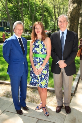 Speakers, Frederic Malle and Leslie Vosshall with RU President, Marc Tessier Lavigne